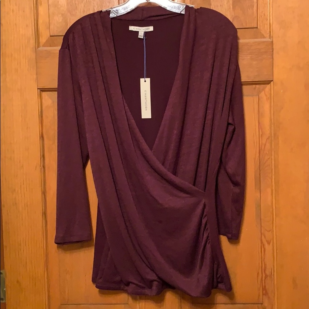 Cross front ruched knit top